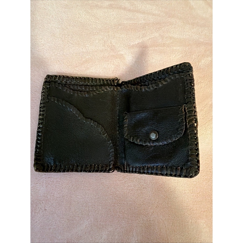 Vintage Handmade Wallet 1970s Dark Brown
